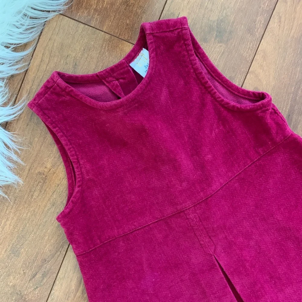 Vintage GAP Girls Pink Sleeveless Embroidered Velvet Jumper 24-30 Months
